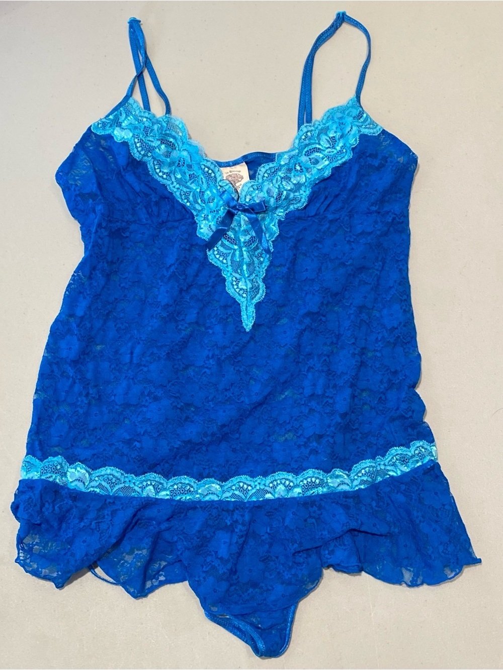 In Bloom Blue Lace Babydoll Set, size L